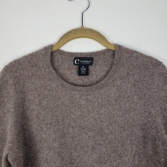 C by Bloomingdale’s Cashmere Sweater Crew Neck Taupe Neutral Women’s Size XL - Picture 3 of 5